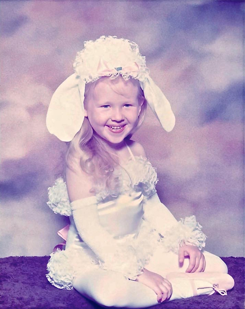A young Michelle Loucadoux in her first dance costume, the Dancing Poodle